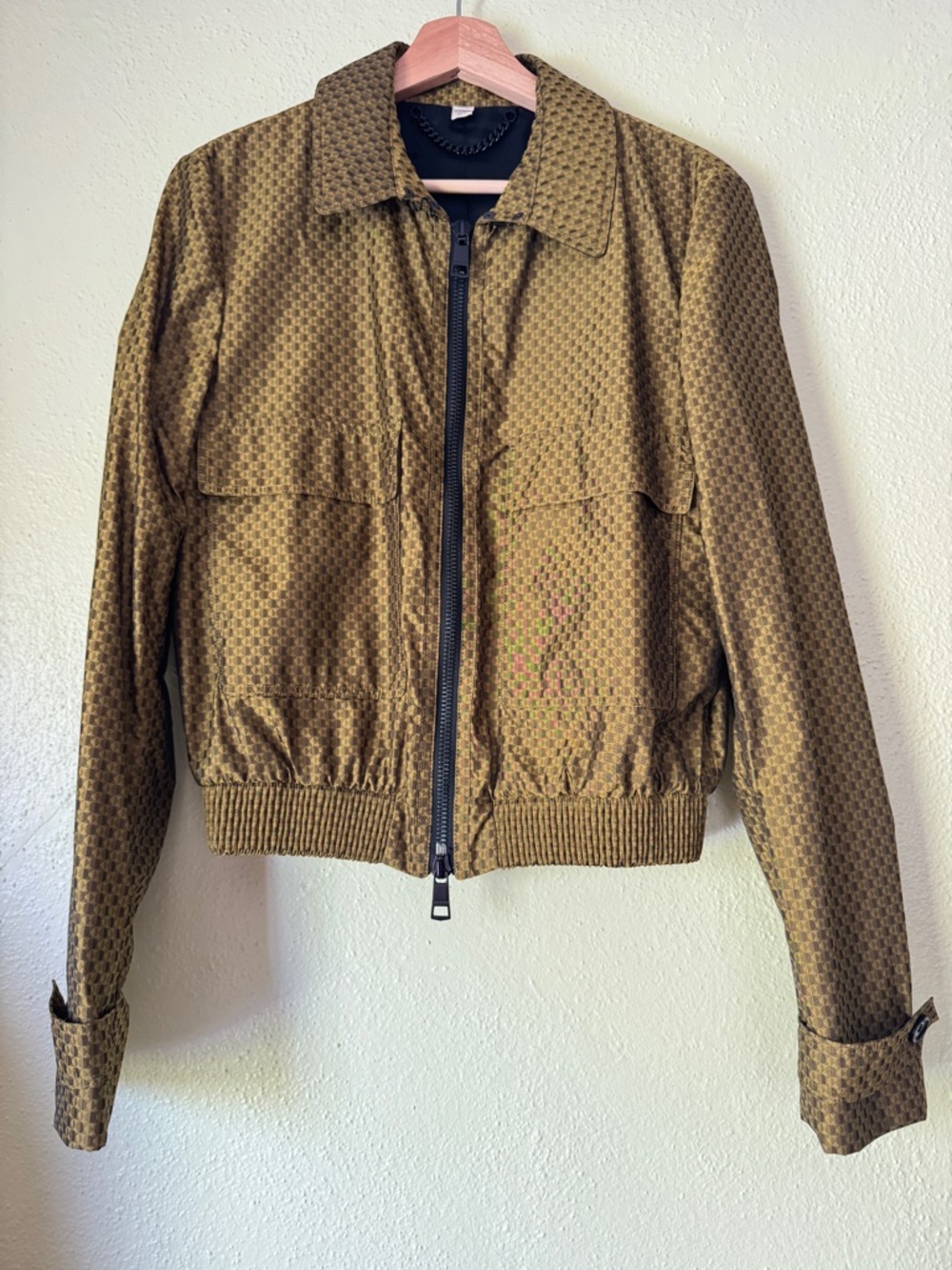 Vintage Burberry London Olive Geometric Bomber Jacket